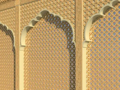 Wall Panel with Mirror Work 3D model