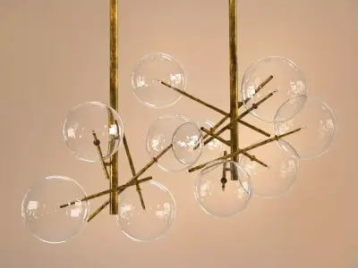 Bolle brass chandelier with glass bubbles hanging from it 3D model