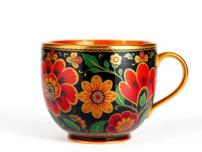 Decorative Floral Mug Model Pack Low-poly 3D model