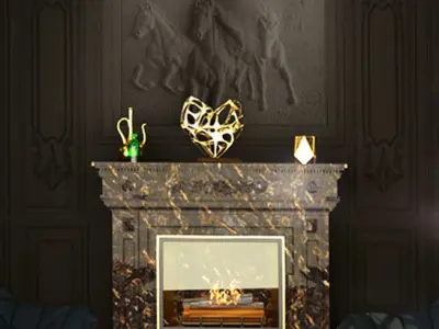 Luxury Dark Classic Corner Interior Design Free low-poly 3D model