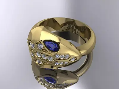 Bvlgari Snake Ring Jewelry Brand Gold  3D print model