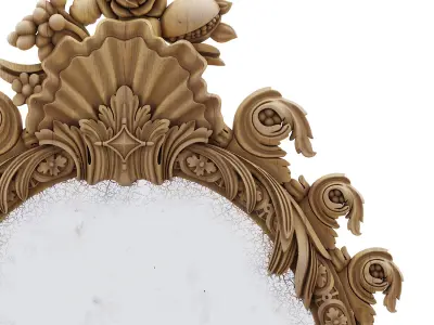 A Queen Anne Stone White Painted Carved Mirror 3D model