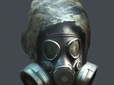 Gas mask helmet 3d model military combat Low-poly Low-poly 3D model 16