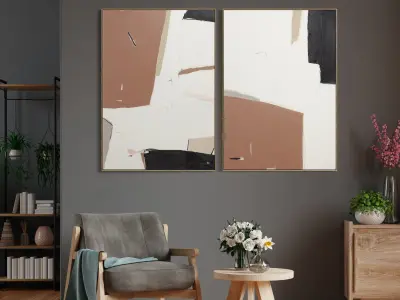Plaster Two Photo Frame E-29 Low-poly 3D model