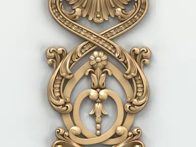 Carved decor vertical 011 3D model