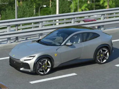 2023 Ferrari Purosangue SUV Grey Rigged 3D model