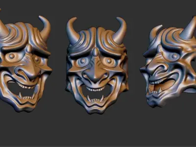 Hannya japanese mask Ring 3D print model