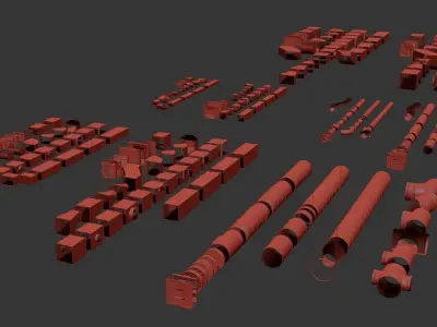 ventilation sistems Low-poly 3D model