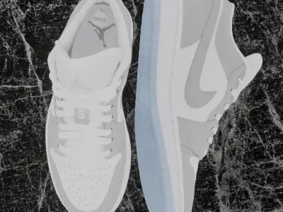NIKE AIR JORDAN 1 LOW GREY 3D SHOES Low-poly 3D model