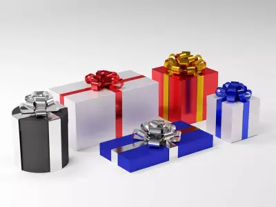 Gift Box Set Low-poly 3D model