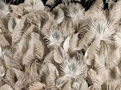Vertical garden wall made of dry palm branches and pampas grass 3D model