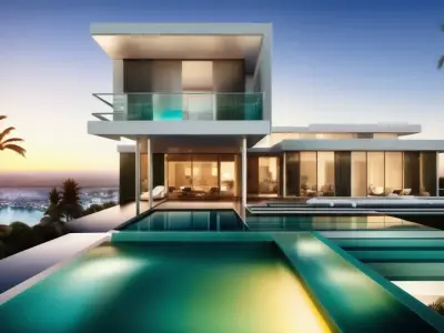 Luxury Oasis - Stunning Mansion with Pool Low-poly 3D model