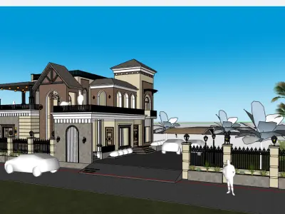 Luxurious Classical Modern Villa 3D Model Exterior 3D model