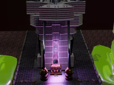 Sci-fi Elevator building to heaven Low-poly 3D model