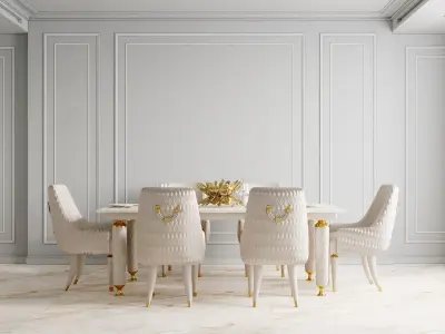 Numero Tre table with chairs by Turri 3D model