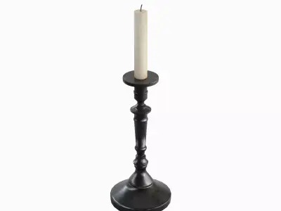 Vintage Candlestick Set Low-poly 3D model
