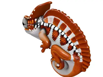 Detailed Exotic Veiled Chameleon Model Low-poly 3D model