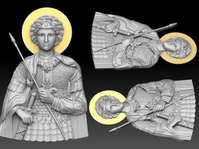 Saint George bas relif 3D cnc model  3D print model