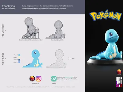 Pokemon - Water Charmander 3D print model