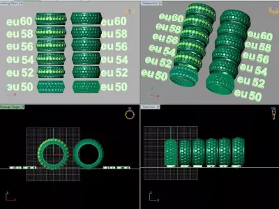 Luxury Braided Gold Wedding Ring Set His Hers EU 50-60 Free 3D print model