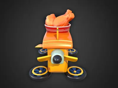 Asset - Cartoons - Food Car - Chicken Fly 3D model