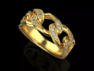 Diamond Cuban Ring 3D print model