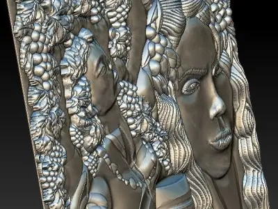 Dionysus god wine and girl with grapes for CNC 3D Router 3D print model