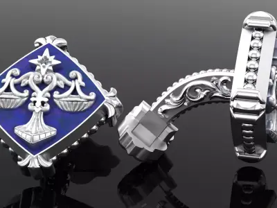 Zodiac signs Cufflinks Libra 3D print model