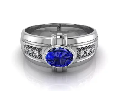 Ring M150 Mens luxury ring with gem 3D print model