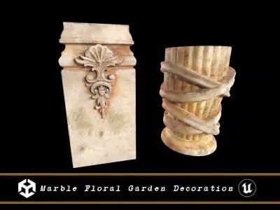Marble Floral Garden Decoration Low-poly 3D model get