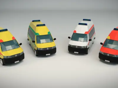 Low Poly Ambulance 03 Low-poly 3D model