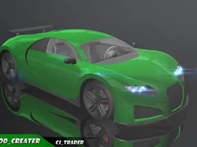 Lowpoly Bugatti Veyron Racing Car 3D Model Low-poly 3D model