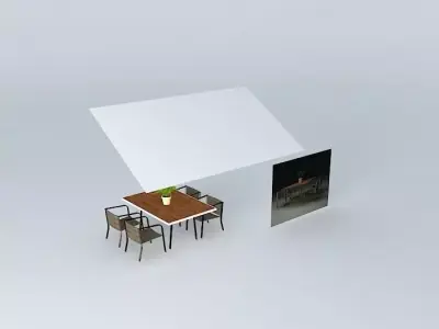 table and chair aluminium and fiber Free 3D model