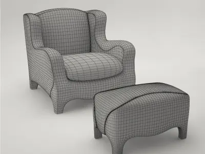 Pro - Promemoria Club Armchair and bench 3D model