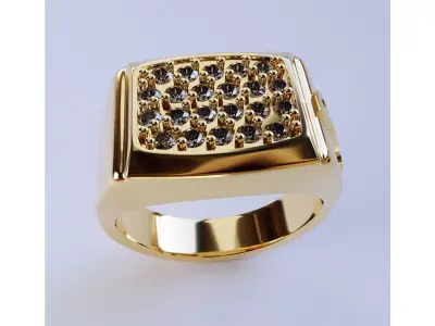 Ring for men with gems at the top Free 3D print model