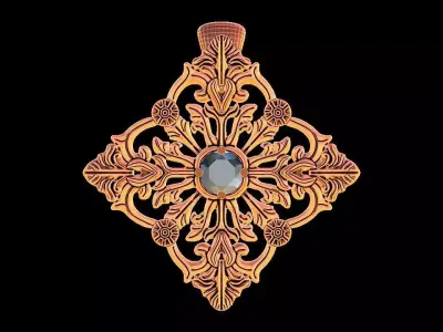 Ornate Diamond Pendant 3D print model