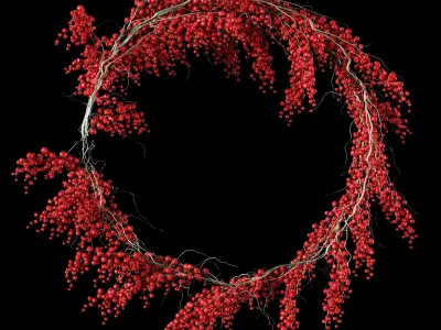 Christmas Wreath With Berries 3D model