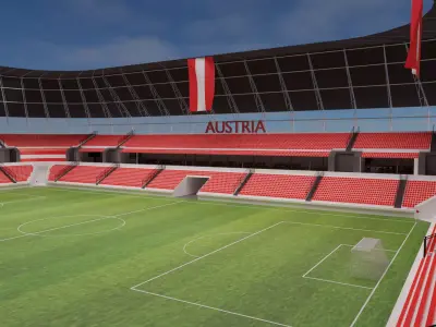 Austria Football Stadium and Interiors Low-poly 3D model