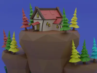 Island House Low-poly 3D model
