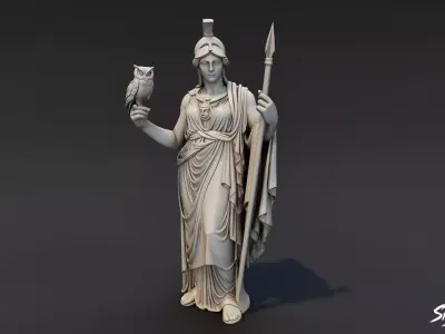 Athena High-Poly Statue Pack 3D model