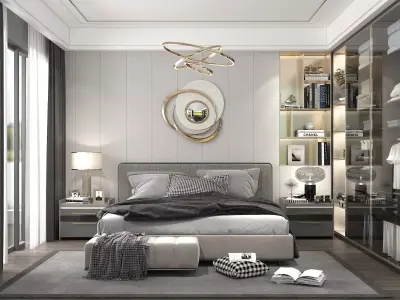 Modern Bedroom Scene 7 3D model