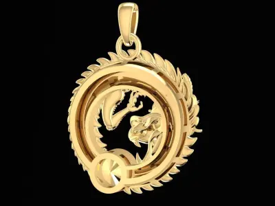 Luxury Chinese Dragon Pendant with Gemstone 3D Model 2261 3D print model