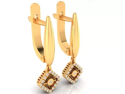 Earring E21 The luxury female earring with gems 3D print model