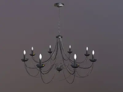Chandelier Game Ready with six candles Low-poly 3D model