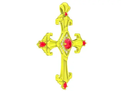 A4576 Luxury Diamond Cross Pendant 3D print model