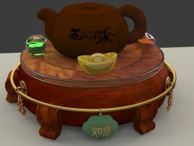 Chinese display stand with tea pot  3D model