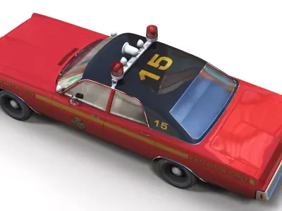 Vintage 70s Fire Chief car Low-poly 3D model