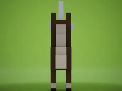 Voxel - Brown Unicorn Low-poly 3D model