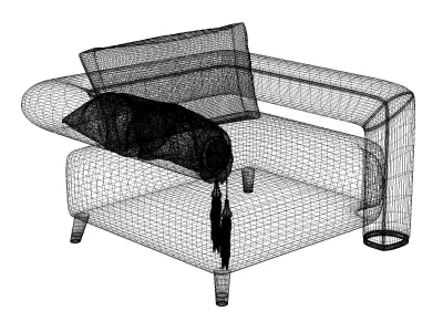 Lion Armchair Low-poly 3D model