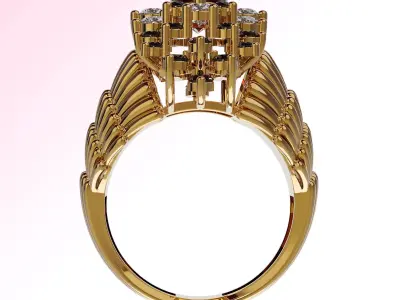 Gold Garnet  Ring for Women Halo Gemstone 3D print model